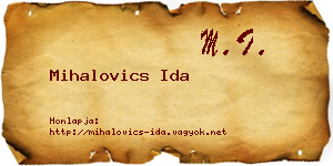 Mihalovics Ida névjegykártya